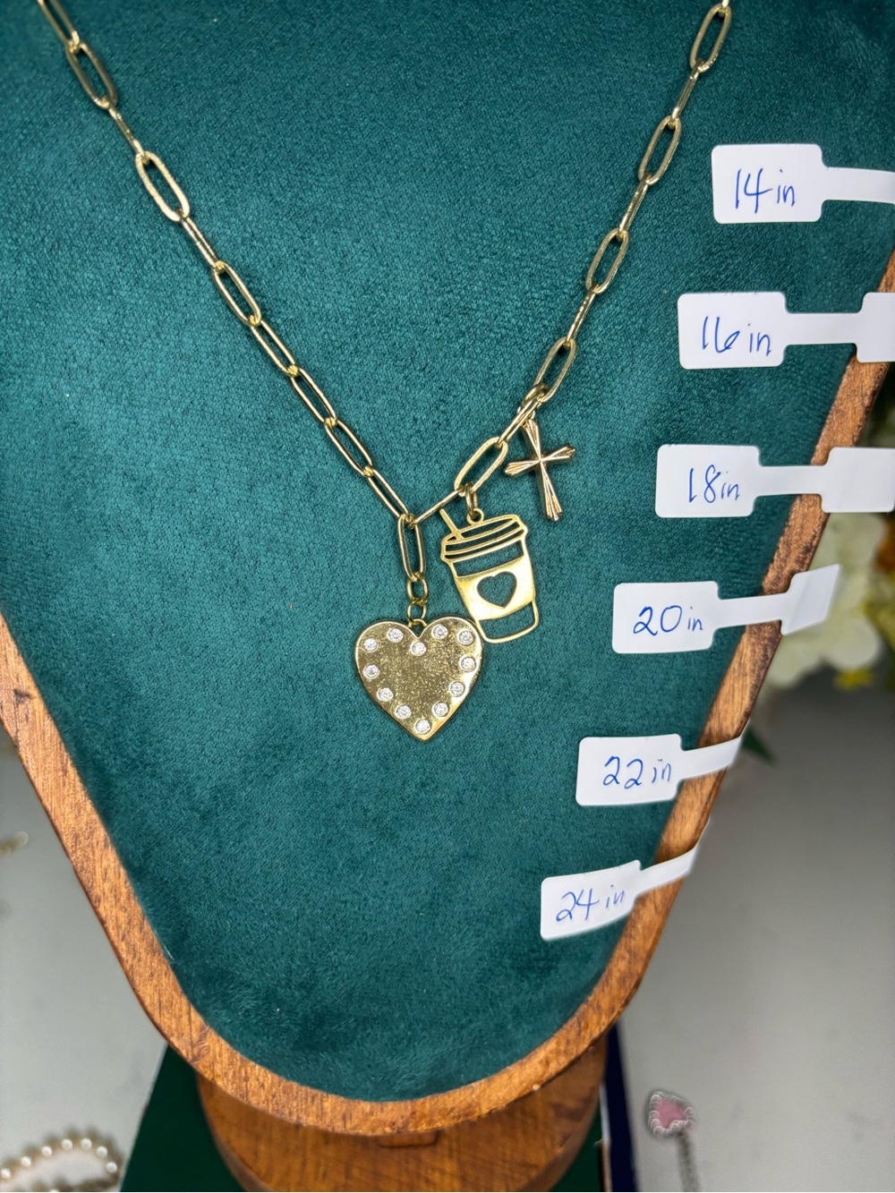 5 Gold Heart & Charm Pendant Necklaces - Vintage to Modern